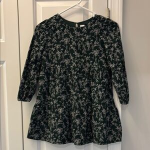 Floral Green corduroy Kids Dress